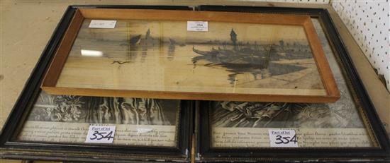 2 18thC engravings & print of Venice